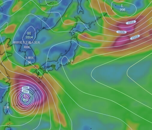 2023年台風6号の各国・米軍windy(ウィンディー)の最新台風情報で沖縄や本州への影響は？